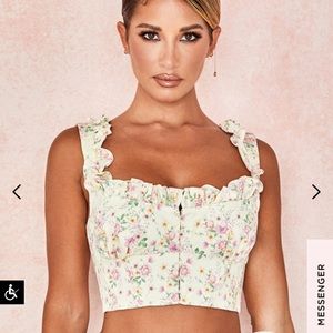 House of CB remy lemon floral corseted cropped top